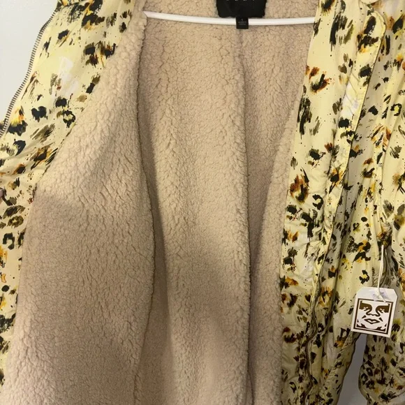 Obey Women's Republique Yellow and Black Animal Print Bomber Jacket - Picture 2 of 8
